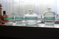 Usado, Conjunto de mesa de vidro antigo EAPG cúpula prato manteiga creme colher de açúcar comprar usado  Enviando para Brazil