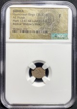 Moeda bíblica GENUÍNA ácaro das viúvas de Jesus reis hasmoneus da Judéia 135-37 a.C. Prutah NGC comprar usado  Enviando para Brazil