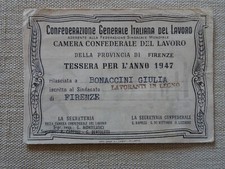 Tessera c.g.i.l. firenze usato  Firenze