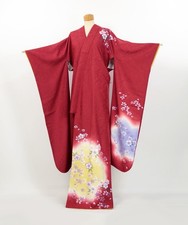 Kimono / Kimono Vintage de Seda Furisode – Vermelho com Padrão Sakura / 2507313 comprar usado  Enviando para Brazil