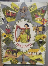 Painel de tecido de linho irlandês vintage - Tema Irlanda - Harpa, chalé, celta... comprar usado  Enviando para Brazil