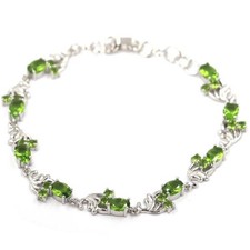 Pulseira de prata feminina festa peridoto verde fantasia branca CZ 7,0-7,5 polegadas , usado comprar usado  Enviando para Brazil