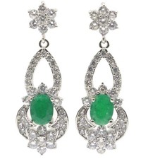 Lindos brincos femininos de prata noivado verde esmeralda CZ real comprar usado  Enviando para Brazil