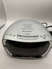 Relógio despertador Sansui rádio AM/FM compacto player prata testado funcionando LEIA comprar usado  Enviando para Brazil