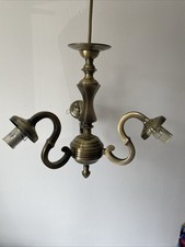 Brushed brass chandelier for sale  NEATH