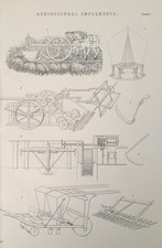 Estampa antiga c.1877 | Implementos agrícolas | Gravura agrícola vitoriana comprar usado  Enviando para Brazil