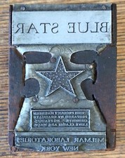 PLACA DE IMPRESSÃO ANTIGA DE MADEIRA E METAL BLOCO ESTRELA AZUL MILMAR LABORATÓRIOS NOVA YORK comprar usado  Enviando para Brazil