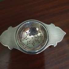 Silver tea strainer for sale  SOLIHULL