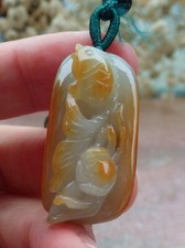 Pingente de jadeíta vermelho Birmânia natural certificado peixe flor de lótus 年年有余 589246 comprar usado  Enviando para Brazil