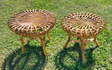 Sgabello rattan bambù usato  Cascina