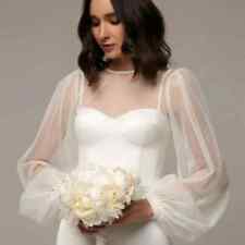Usado, Blusa casaco noiva manga completa bolero removível romântica jaqueta de casamento tule ponto comprar usado  Enviando para Brazil