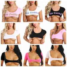 Usado, Sutiã sexy feminino busto aberto malha transparente curto crop top sem cupless camiseta comprar usado  Enviando para Brazil