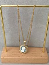 Usado, Collar Péndulo Camafeo Azul En Oro Laminado De 18 Quilates 750/000 comprar usado  Enviando para Brazil