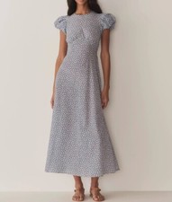Vestido midi feminino Doen gola redonda floral manga folhada comprar usado  Enviando para Brazil