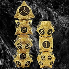 Conjunto de dados poliédricos metal DND Dungeons and Dragons D&D RPG ouro preto D4-D20 comprar usado  Enviando para Brazil