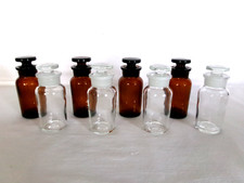 8 frascos de remédios vintage WHEATON 4" com ROLHAS DE ATERRAMENTO 4 âmbar e 4 transparente comprar usado  Enviando para Brazil