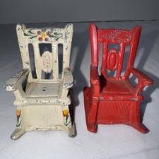 -VINTAGE/ANTIGO- Conjunto de cadeira de balanço de ferro fundido sal e pimenta comprar usado  Enviando para Brazil