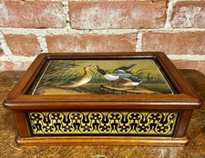 Usado, Caixa de joias vintage de madeira NOS pintada ao contrário patos em vidro organizador de joias comprar usado  Enviando para Brazil