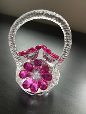 Mini cesta de flores de cristal flores fushia colecionável comprar usado  Enviando para Brazil