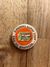 Pinback antigo de publicidade de sabonete de bórax Kirkman da década de 1890, usado comprar usado  Enviando para Brazil