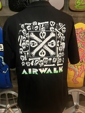 Camiseta Airwalk One 1 SkateBoard Sapatos Grandes Old School Preta Caveiras Ossos, usado comprar usado  Enviando para Brazil