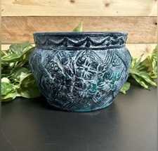 Vaso de plantadeira verde upcycled pintado floral texturizado decoração para casa flores jardim comprar usado  Enviando para Brazil
