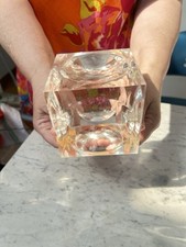 GRANDE CUBO OTTICO FERMACARTE PERSPEX CON PIANI CONVESSI 70s ITALIAN DESIGN comprar usado  Enviando para Brazil