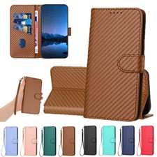 Capa carteira couro flip fibra de carbono para Samsung A05S A06 A16 A15 A35 A55 comprar usado  Enviando para Brazil