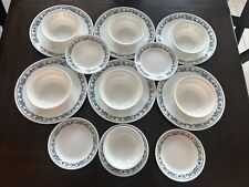 Juego de 18 cuencos platos de cena y pan de cebolla azul vintage Corelle Old Town segunda mano  Embacar hacia Argentina