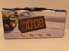 Usado, Relógio digital LED despertador de madeira mesa controle de som relógios eletrônicos comprar usado  Enviando para Brazil