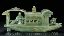 Estátua de barco de pesca pescador escultura em jade hetian natural chinesa 11,6 pol. comprar usado  Enviando para Brazil