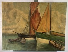 Antica Olio su Tela Firmato: Ritorno Pesca Bretagna O Paesi Baschi 52x70 comprar usado  Enviando para Brazil