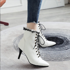 Sapatos femininos sexy com zíper salto alto com cadarço biqueira pontiaguda tornozelo sapatos stiletto comprar usado  Enviando para Brazil