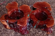 Usado, Castiçal duplo feito à mão madeira envelhecida natural com incrustação de casca e turquesa grande comprar usado  Enviando para Brazil