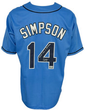 Camiseta azul estilo profissional autografada Tampa Bay Rays Chandler Simpson BAS autêntica... comprar usado  Enviando para Brazil