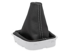 PER VW POLO 6R 2009-2014 CUFFIA LEVA CAMBIO PELLE NERA CUCITURE BIANCHE, usado comprar usado  Enviando para Brazil