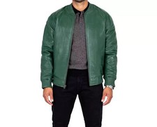 Jaqueta de motociclista masculina de couro verde designer couro feita à mão elegante pele de cordeiro, usado comprar usado  Enviando para Brazil
