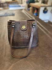 Bolsa/bolsa de ombro fina vintage brâmane couro marrom crocodilo, usado comprar usado  Enviando para Brazil