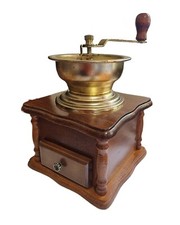 Usado, Moedor de grãos de café alemão vintage corpo de madeira tigela de latão 8,5 polegadas de altura comprar usado  Enviando para Brazil