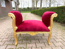 Banco Settee Veludo Vermelho Estilo Francês Luís XVI Quadro Dourado Assento Elegante comprar usado  Enviando para Brazil