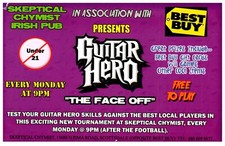 Usado, Cartão postal Guitar Hero "The Face Of" quimista cético pub irlandês vintage AD  comprar usado  Enviando para Brazil