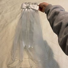 Lindo véu de casamento curto estilo tiara de miçangas brancas comprar usado  Enviando para Brazil