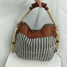Usado, Bolsa de ombro vintage GAP 1969 couro marrom listra azul lona comprar usado  Enviando para Brazil