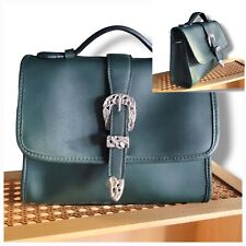 Green leather satchel for sale  Geneva