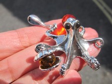 Octopus pendant amber for sale  BRIXHAM
