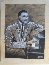 J. BRETON (XX) DESSIN PORTRAIT COUNT BASIE JAZZMAN JAZZ MUSIQUE AMERIQUE 1948, usado comprar usado  Enviando para Brazil