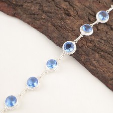 Pulseira de noivado redonda de prata esterlina tanzanita para festa boho corrente exclusiva, usado comprar usado  Enviando para Brazil