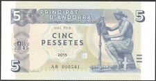 DWN - ANDORRA 5 Pessetes 2015 UNC - Prefixo AB Série baixa - Problema privado comprar usado  Enviando para Brazil