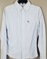 CAMISA MASCULINA ABERCROMBIE & FITCH MANGA LONGA AZUL BRANCA NOVA (TAMANHO PEQUENO), usado comprar usado  Enviando para Brazil