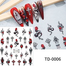 Adesivos para nail art 5D decalques crucifixo em relevo cobra rosa unha gótica (TD-0006) comprar usado  Enviando para Brazil